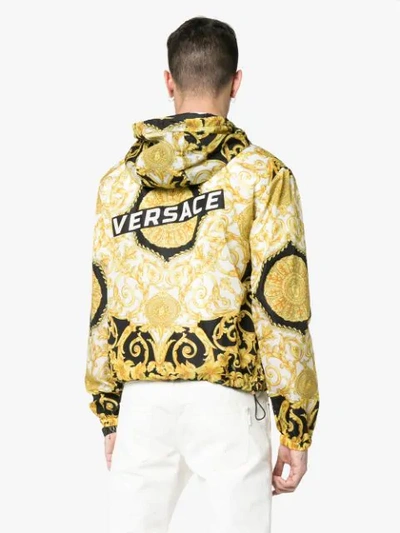 Shop Versace Baroque Print Hooded Jacket In Black