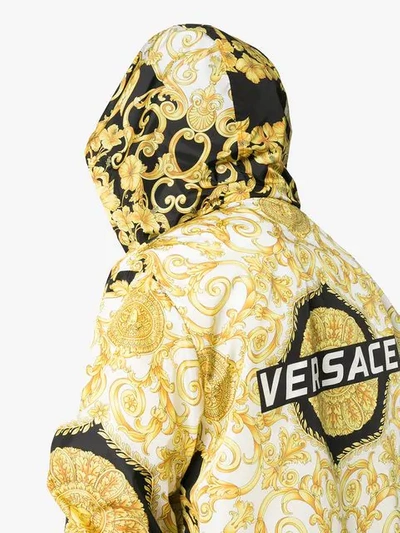 Shop Versace Baroque Print Hooded Jacket In Black