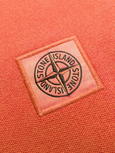 Shop Stone Island Logo Polo Shirt In Orange