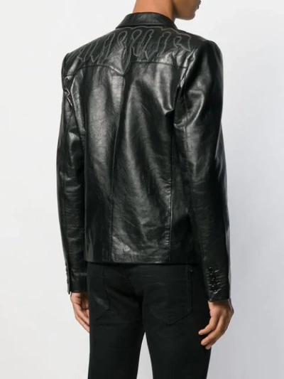 Shop Saint Laurent Single Button Calf Leather Jacket In Black