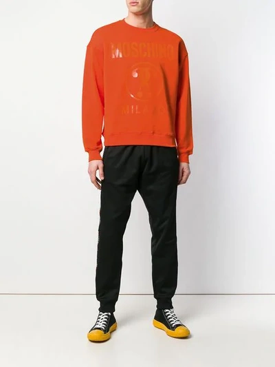 Shop Moschino Classic Logo Jersey Sweater In Orange