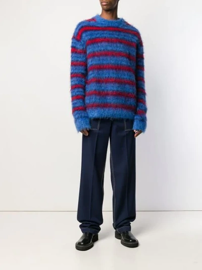 Shop Marni Striped Knit Sweater In Blue