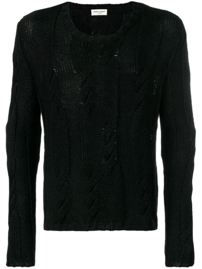 Shop Saint Laurent Cable Knit Jumper In 1000 Black