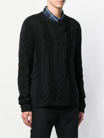 Shop Saint Laurent Cable Knit Jumper In 1000 Black