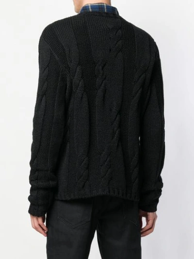 Shop Saint Laurent Cable Knit Jumper In 1000 Black