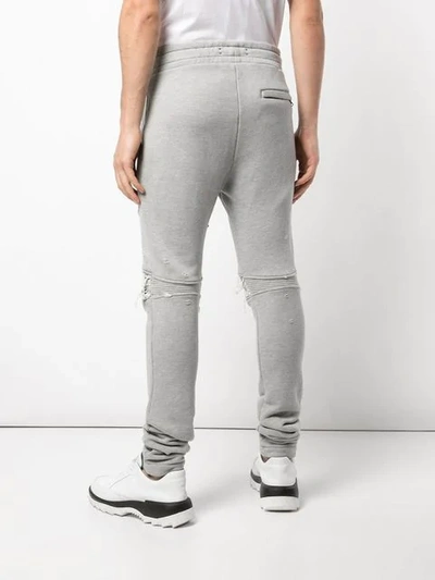 Shop Amiri Distressed Track Trousers In Grey