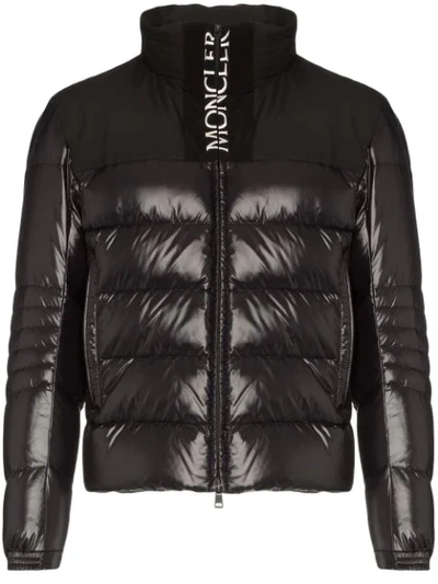 Shop Moncler Bruel Logo Print Padded Coat In Black