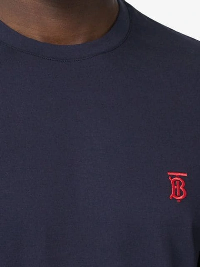 Shop Burberry Embroidered Monogram Motif T-shirt - Blue