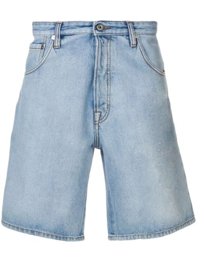 Shop Just Cavalli Side Logo Denim Shorts In Blue