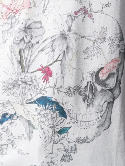 Shop Alexander Mcqueen Botanical Skull T-shirt In White