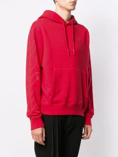 Shop Off-white Logo Panelled Hoodie In 2091 Red Silver