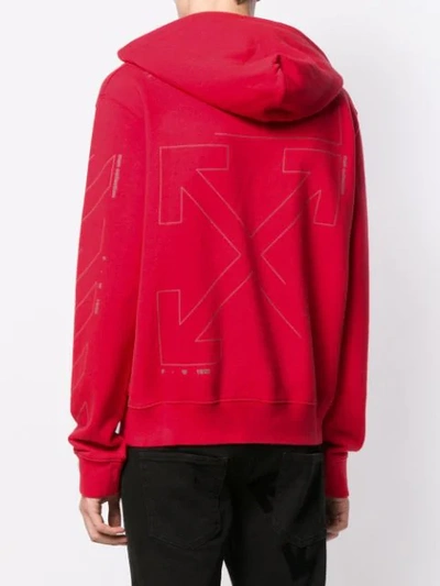 Shop Off-white Logo Panelled Hoodie In 2091 Red Silver