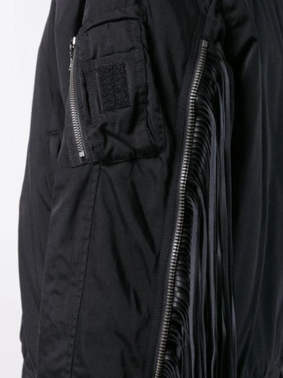 Shop Julius Fringed Cuffs Bomber Jacket In Black