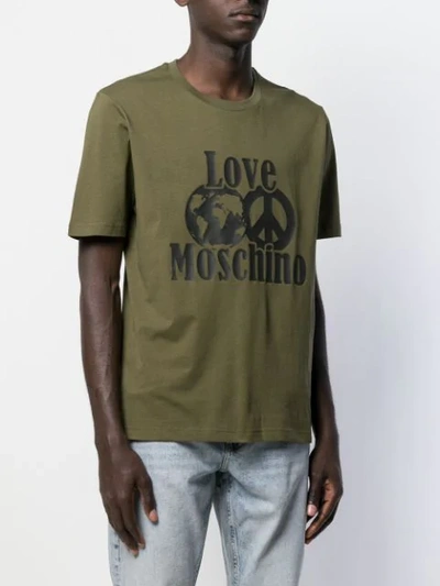 Shop Love Moschino Logo Print T-shirt In Green