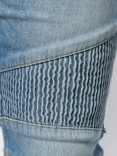 Shop Balmain Hybrid Slim-fit Trousers In Blue