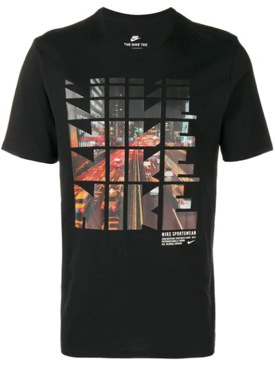 Shop Nike Repeated Logo Cityscape Print T-shirt - Black