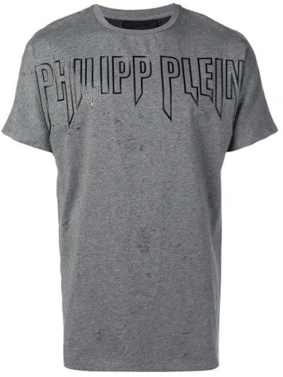 Shop Philipp Plein Logo Printed T-shirt In Grey