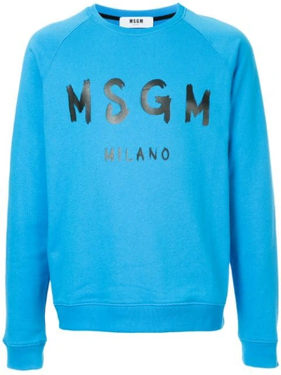 Shop Msgm Branded Sweatshirt In Blue