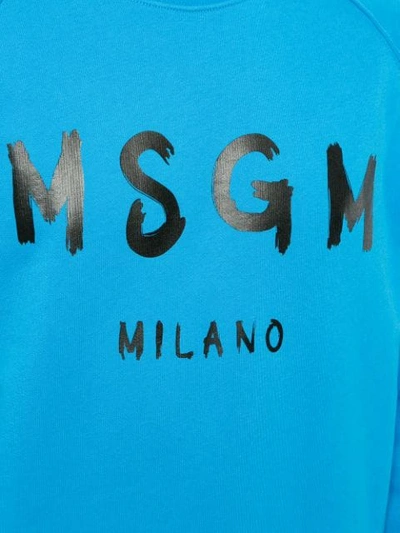 Shop Msgm Branded Sweatshirt In Blue