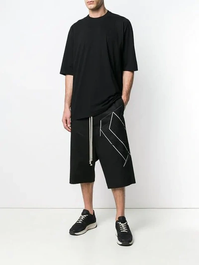Shop Rick Owens Geometric Shape Long Shorts In Black