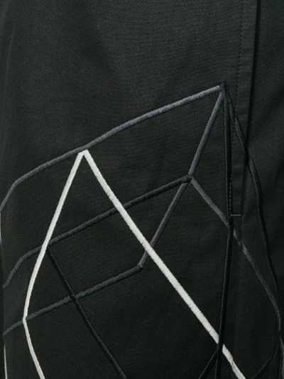RICK OWENS 几何图案刺绣五分裤 - 黑色