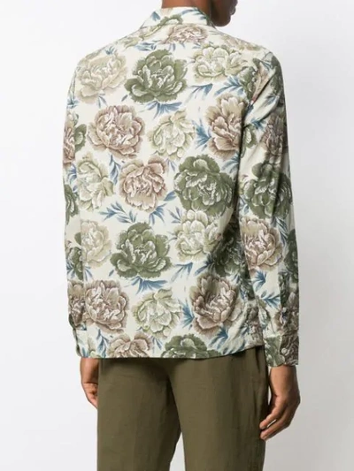 Shop Dell'oglio Floral Print Shirt In Green