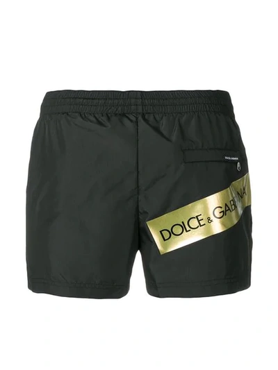 Shop Dolce & Gabbana Logo Print Shorts In Black