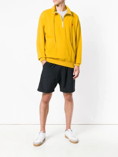 Shop Ami Alexandre Mattiussi Ami De Cœur Half-zipped Sweatshirt In Yellow