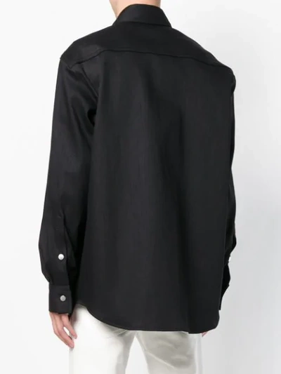 Shop Raf Simons Contrast Logo Long-sleeve Shirt In Black
