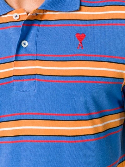 Shop Ami Alexandre Mattiussi Ami De Coeur Striped Polo Shirt In Blue