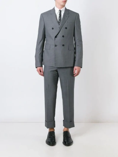 Shop Thom Browne Double Breasted Blazer In Grey