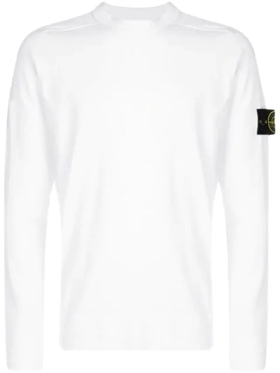 Shop Stone Island Logo Patch Sweater - White