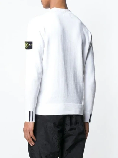 Shop Stone Island Logo Patch Sweater - White