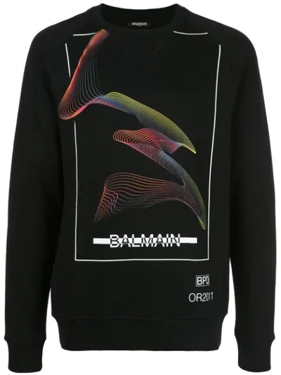 Shop Balmain Graphic Print Sweatshirt In Aaa Multicolor