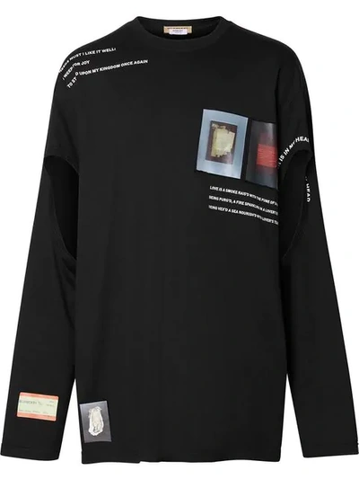 Shop Burberry Long-sleeve Montage T-shirt In Black