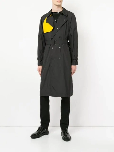 Shop Zambesi Double Breasted Color Blocked Trench Coat - Black