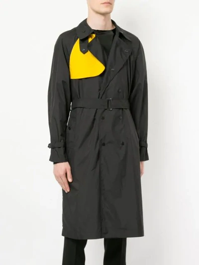 Shop Zambesi Double Breasted Color Blocked Trench Coat - Black