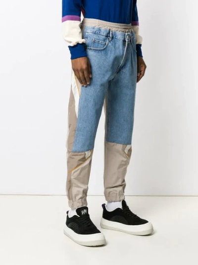 Shop Martine Rose Denim Panelled Track Trousers In Blue