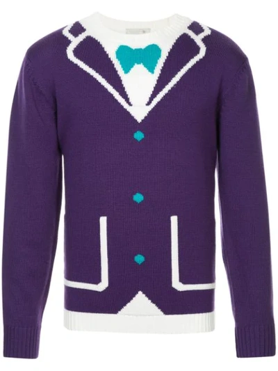 Shop A(lefrude)e Intarsia Jacket Details Jumper - Purple