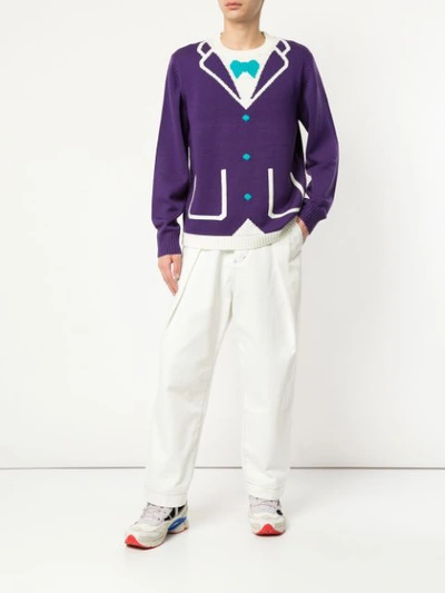 Shop A(lefrude)e Intarsia Jacket Details Jumper - Purple