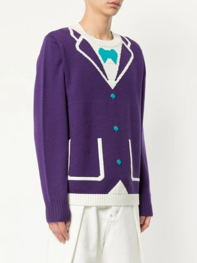 Shop A(lefrude)e Intarsia Jacket Details Jumper - Purple