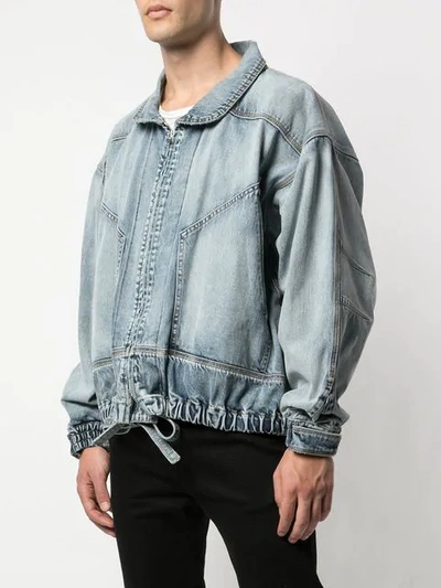 Shop Fear Of God Denim Bomber Jacket - Blue