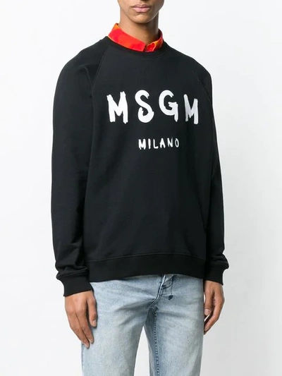 Shop Msgm Logo-print Sweatshirt In Black