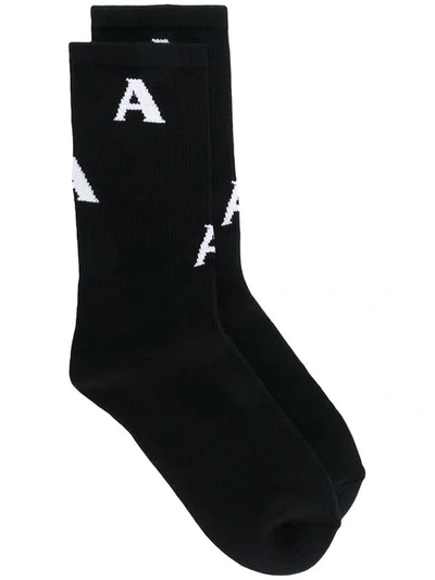 Shop Alyx Logo Intarsia Socks In Black