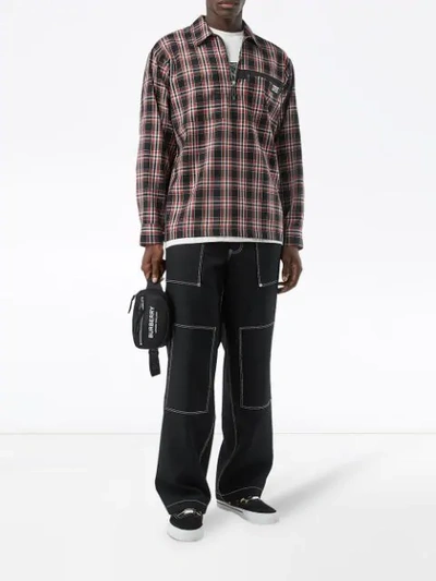 Shop Burberry Logo Detail Check Wool Twill Shirt In Multicolour