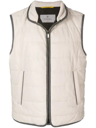 Shop Canali Quilted Gilet In Neutrals