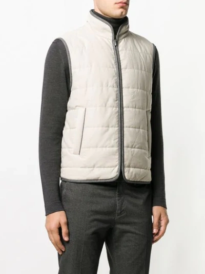 Shop Canali Quilted Gilet In Neutrals