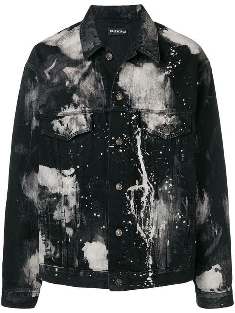 bleached black denim jacket
