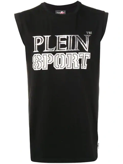 Shop Plein Sport Logo Print Tank Top In Black