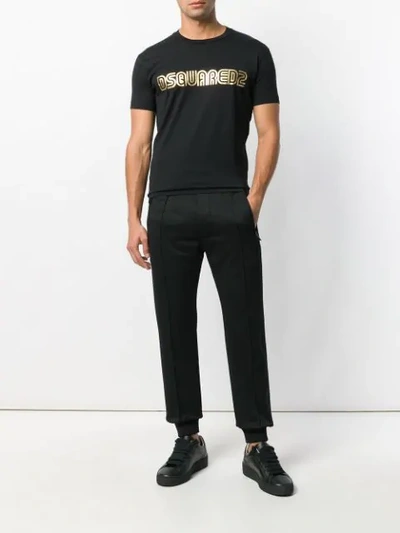 Shop Dsquared2 T-shirt Mit Metallic-logo In Black